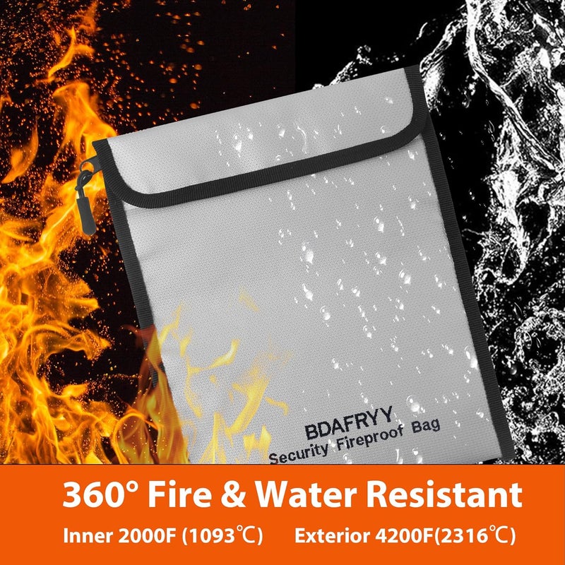 BDAFRYY 3 Pcs Fireproof Waterproof Money Important Document Bag(2000℉),Fire Proof Bag for Documents,Fire Proof Money Bag for Cash,for A4 A5 Documents Holder,Cash,Passport,Tablet,Laptop,File,Jewelry - Image 5